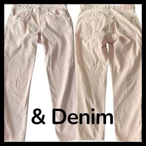 H&M & Denim Light Pink Distressed Boyfriend Low Waist Ankle Jeans (29x28)
